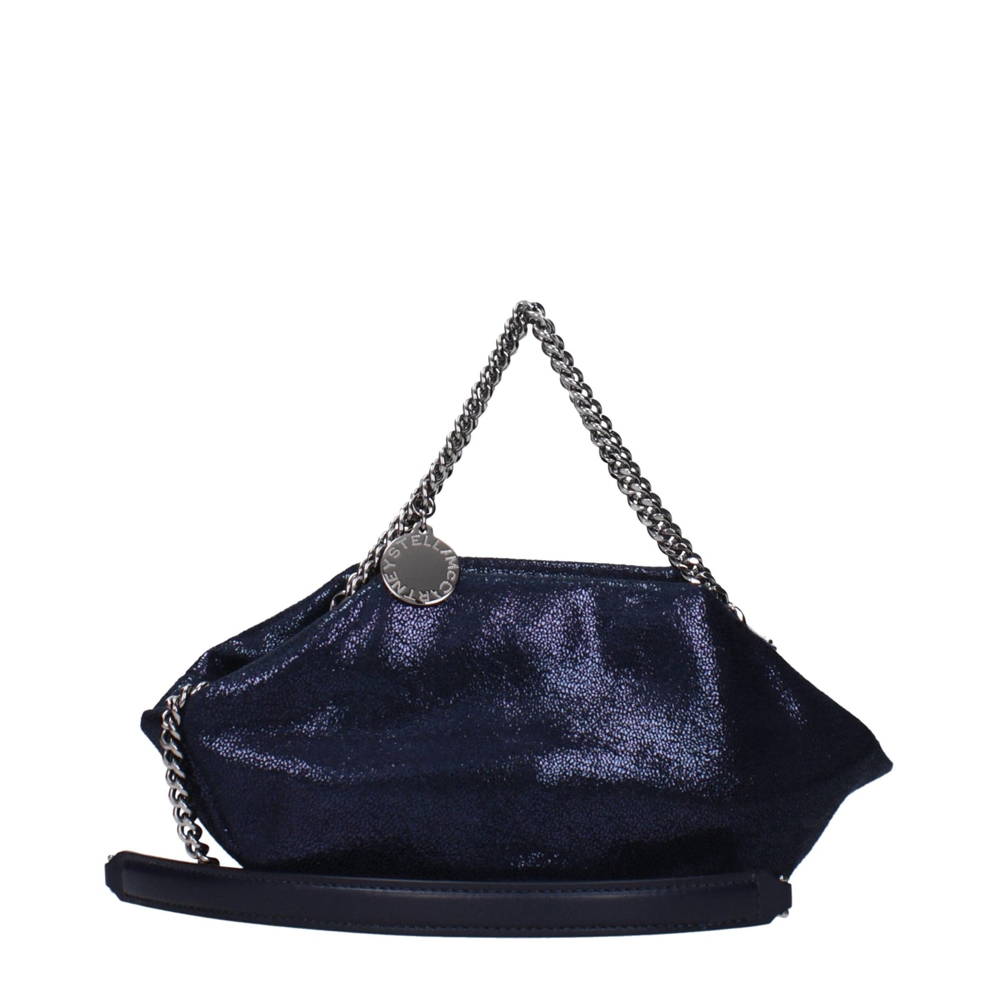 Handbag by Stella McCartney for women in suede leather blue features a ornamental silhouette, showcasing a secure , ample , and ornamental for a sophisticated look.