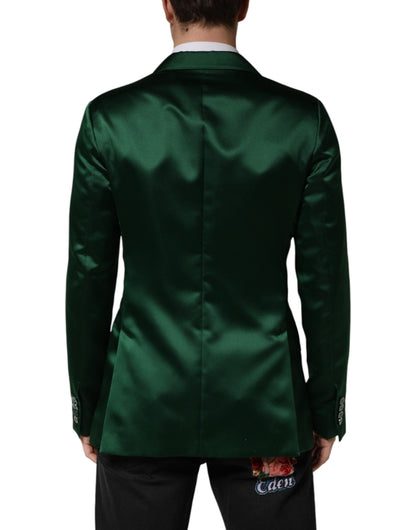 Dolce & Gabbana Women's Double Breasted Viscose Polyester & Satin Blazer - Green