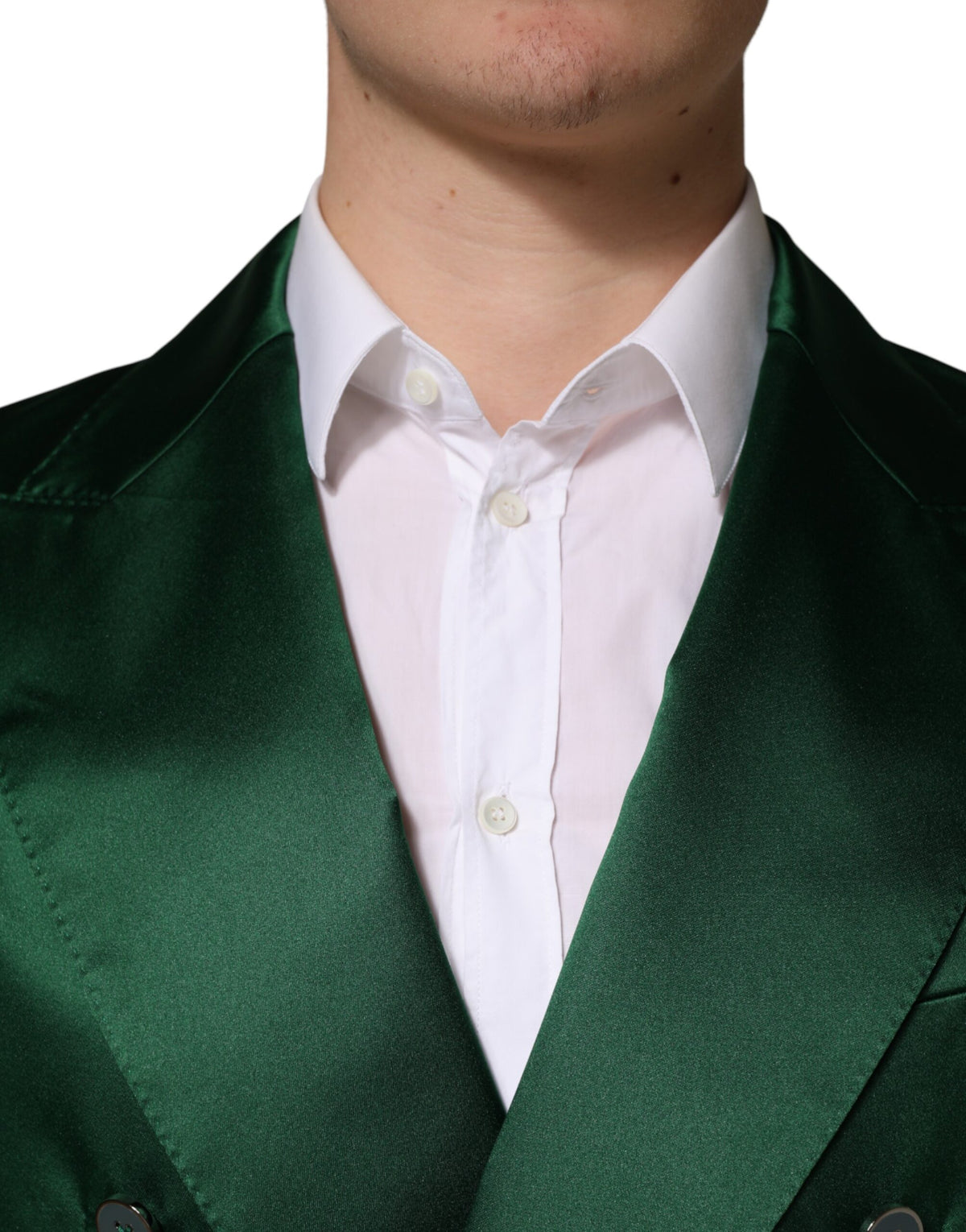 Dolce & Gabbana Women's Double Breasted Viscose Polyester & Satin Blazer - Green