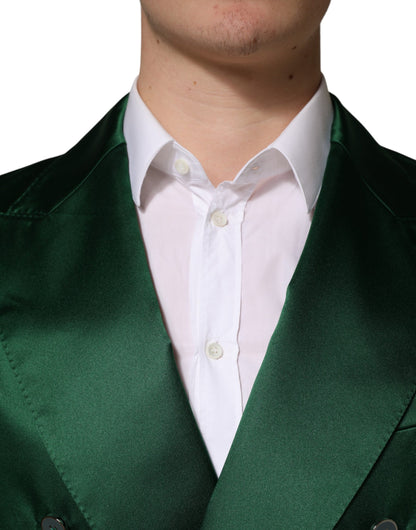Dolce & Gabbana Women's Double Breasted Viscose Polyester & Satin Blazer - Green
