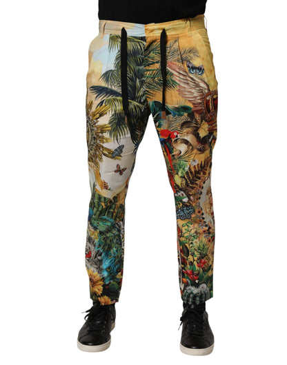 Dolce & Gabbana Men's Regular Fit Mid Rise Cotton Chinos Pants - Multicolor