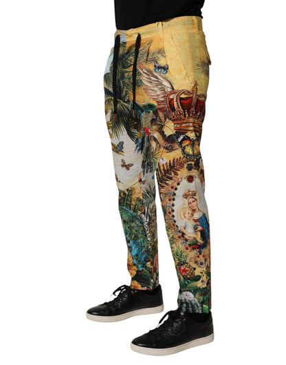 Dolce & Gabbana Men's Regular Fit Mid Rise Cotton Chinos Pants - Multicolor