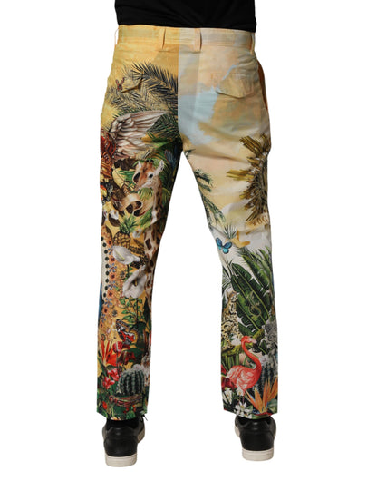 Dolce & Gabbana Men's Regular Fit Mid Rise Cotton Chinos Pants - Multicolor