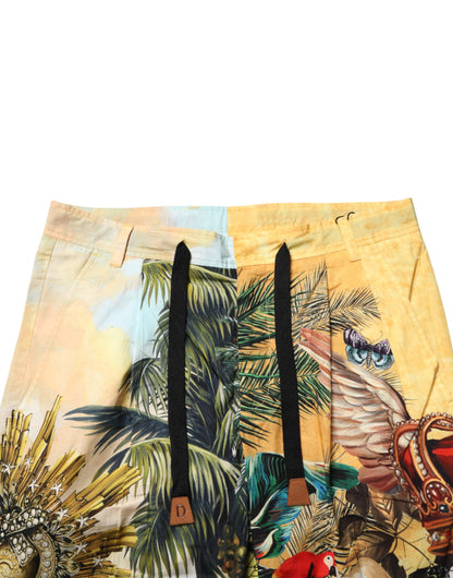 Dolce & Gabbana Men's Regular Fit Mid Rise Cotton Chinos Pants - Multicolor
