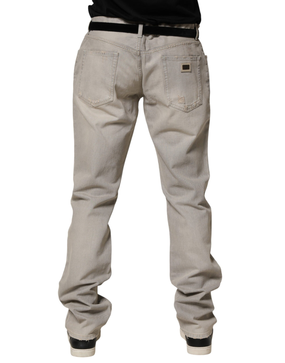 Dolce & Gabbana Men's Straight Leg Regular Fit Denim Cotton Jeans - Gray Light Grey Signature