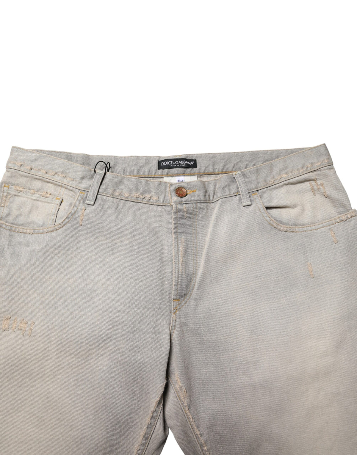 Dolce & Gabbana Men's Straight Leg Regular Fit Denim Cotton Jeans - Gray Light Grey Signature