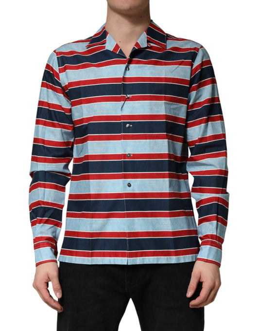 Dolce & Gabbana Crisp Men's Slim Long-Sleeve Cotton T-Shirt - Multicolor Striped