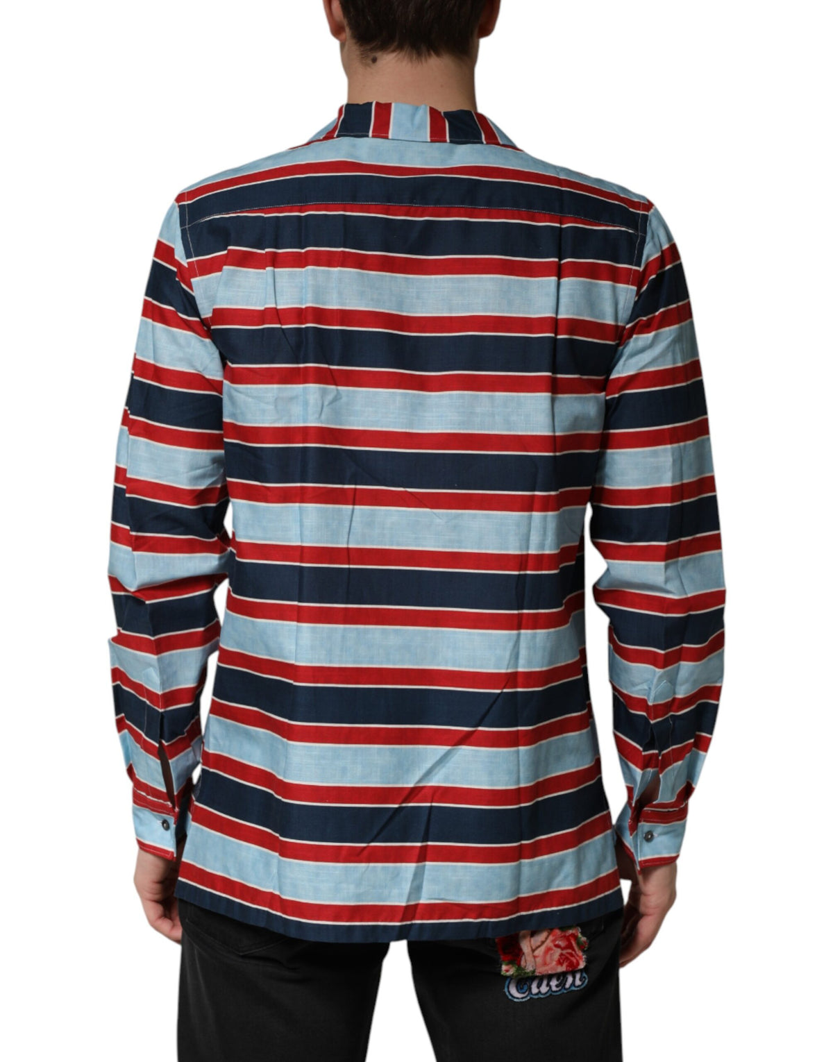 Dolce & Gabbana Crisp Men's Slim Long-Sleeve Cotton T-Shirt - Multicolor Striped