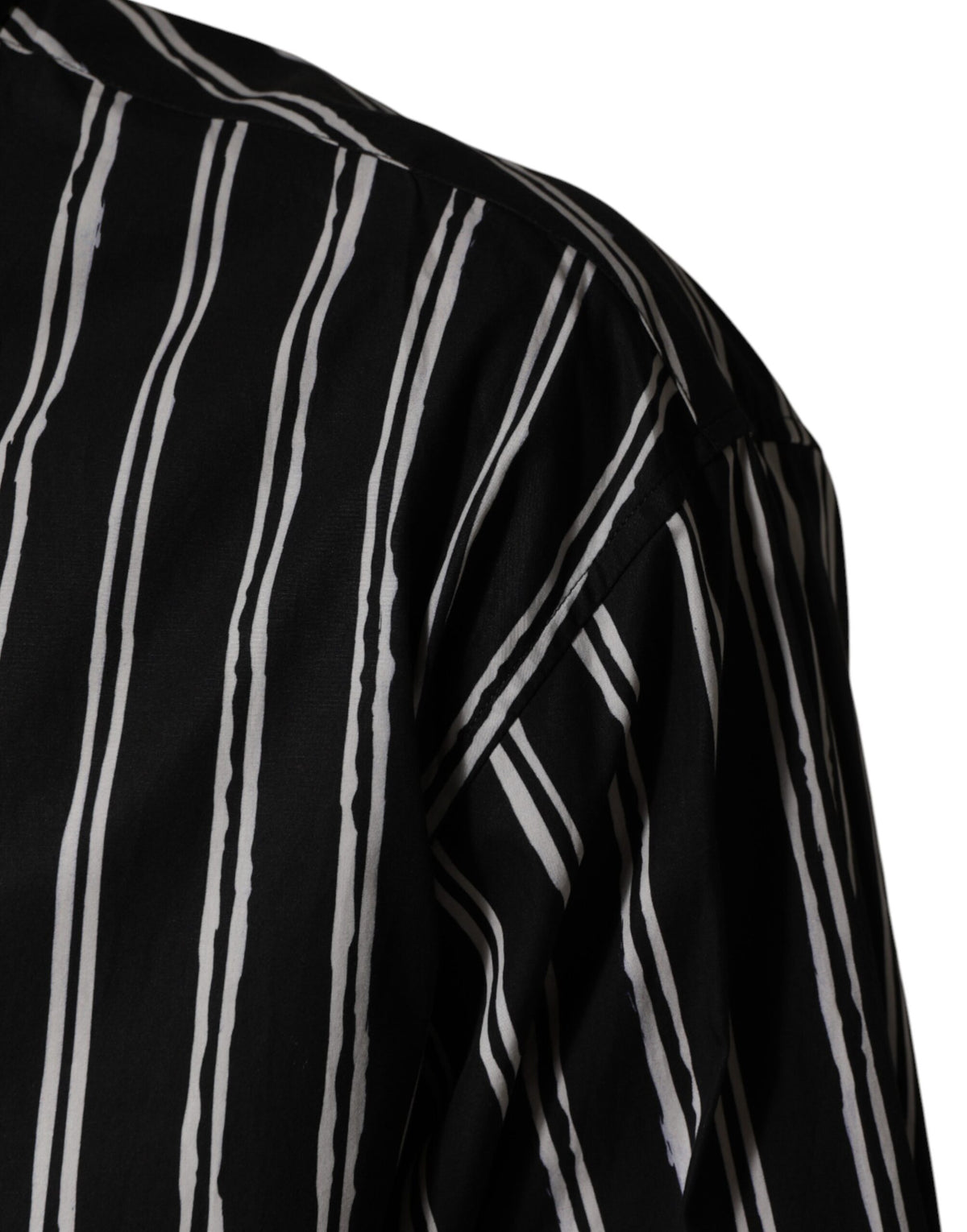 Dolce & Gabbana Crisp Men's Slim Long-Sleeve Cotton Dress Shirt - Black Striped