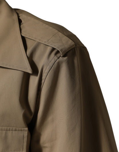 Dolce & Gabbana Brown Pin Up Short Sleeves Men Casual Shirt