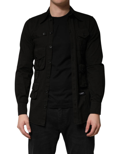 Dolce & Gabbana Crisp Men's Slim Long-Sleeve Cotton T-Shirt - Black