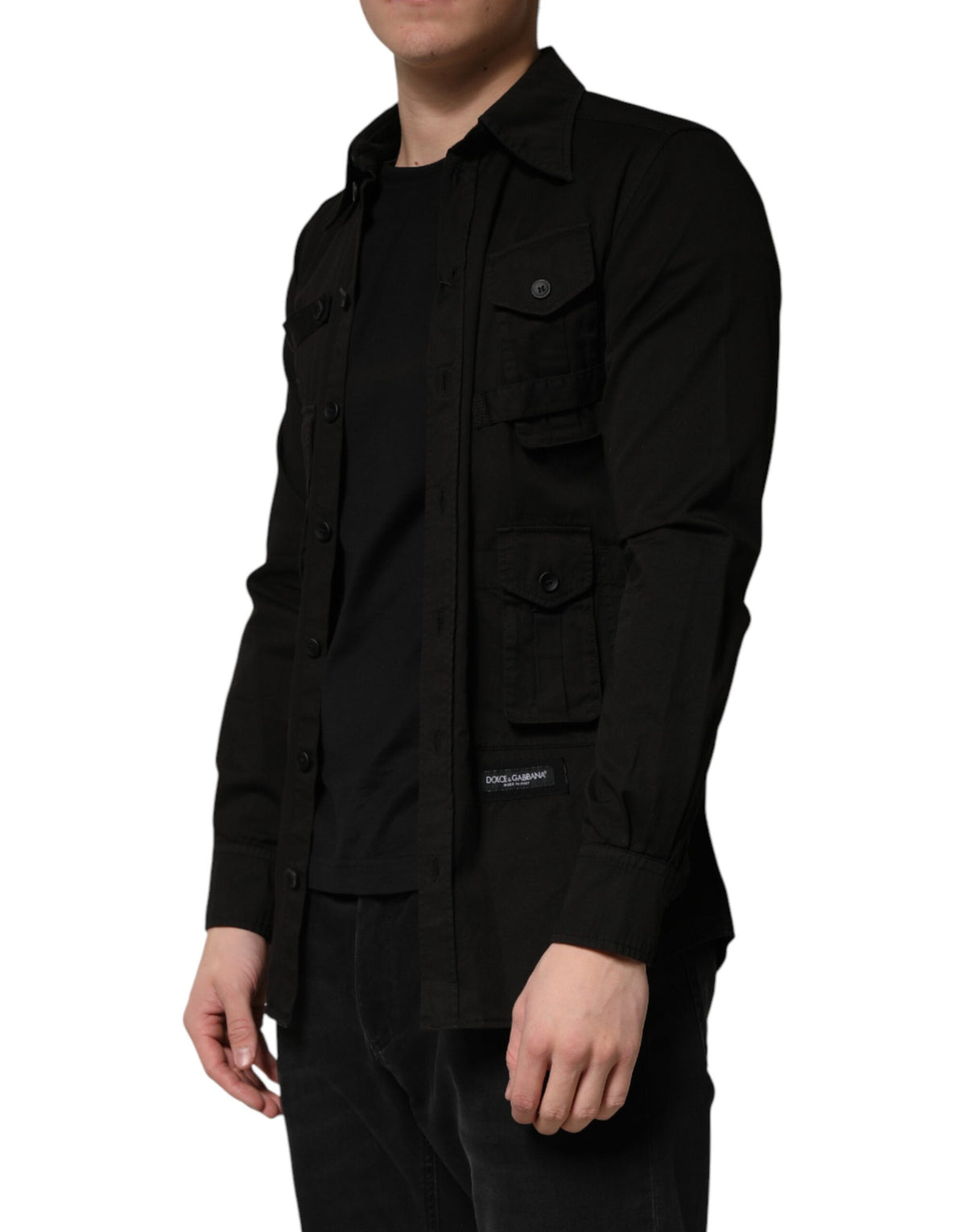 Dolce & Gabbana Crisp Men's Slim Long-Sleeve Cotton T-Shirt - Black