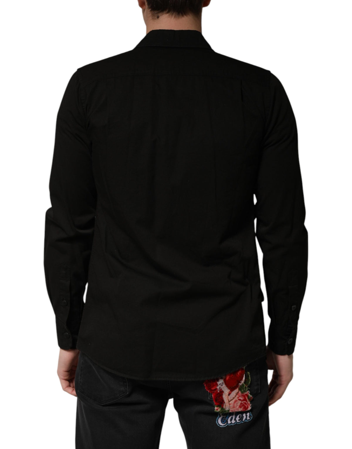 Dolce & Gabbana Crisp Men's Slim Long-Sleeve Cotton T-Shirt - Black