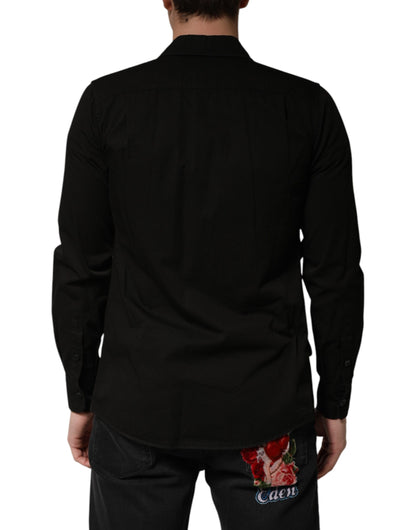 Dolce & Gabbana Crisp Men's Slim Long-Sleeve Cotton T-Shirt - Black