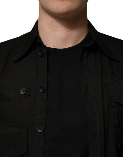Dolce & Gabbana Crisp Men's Slim Long-Sleeve Cotton T-Shirt - Black