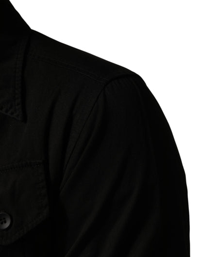Dolce & Gabbana Crisp Men's Slim Long-Sleeve Cotton T-Shirt - Black