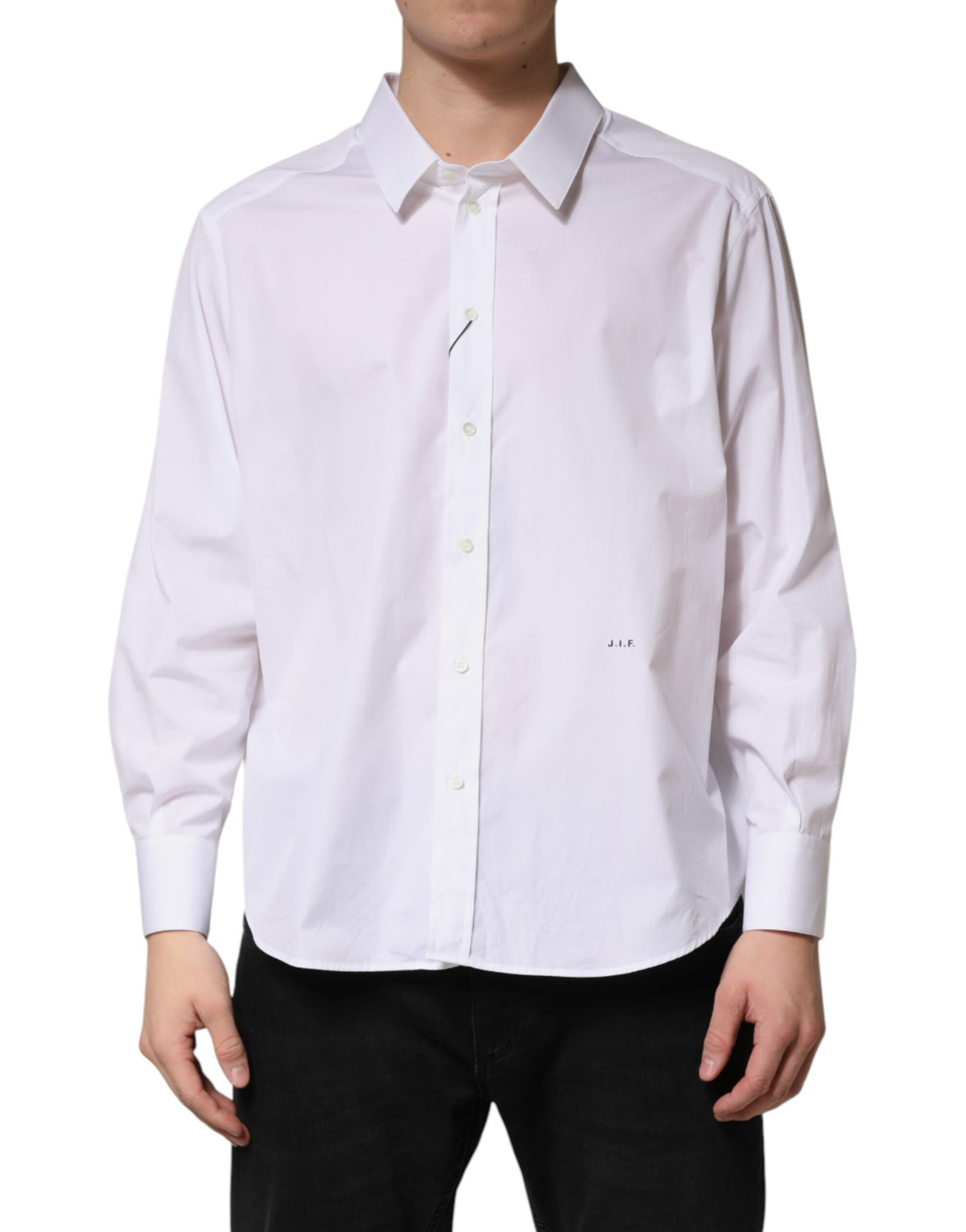 Dolce & Gabbana Crisp Men's Regular Fit Long-Sleeve Cotton Dress Shirt - White