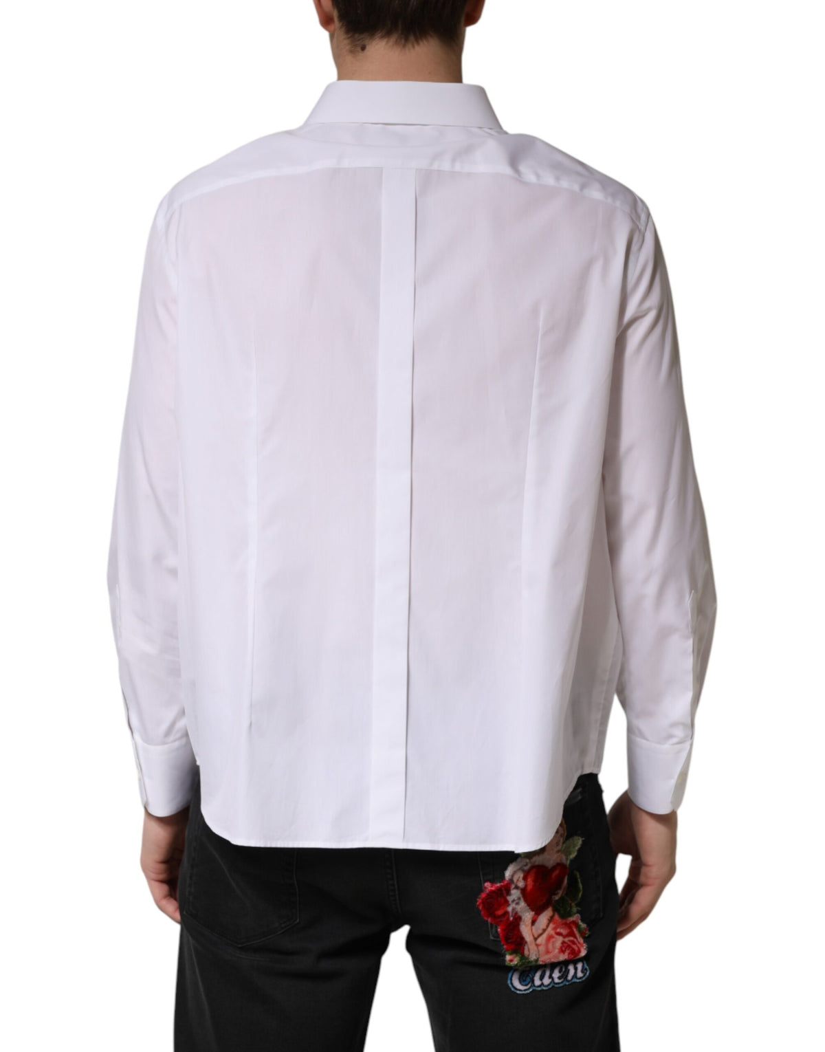 Dolce & Gabbana Crisp Men's Regular Fit Long-Sleeve Cotton Dress Shirt - White