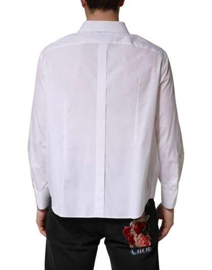 Dolce & Gabbana Crisp Men's Regular Fit Long-Sleeve Cotton Dress Shirt - White