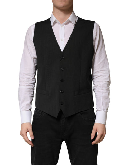 Dolce & Gabbana Men's Virgin Wool Viscose & Cupro Vest - Black