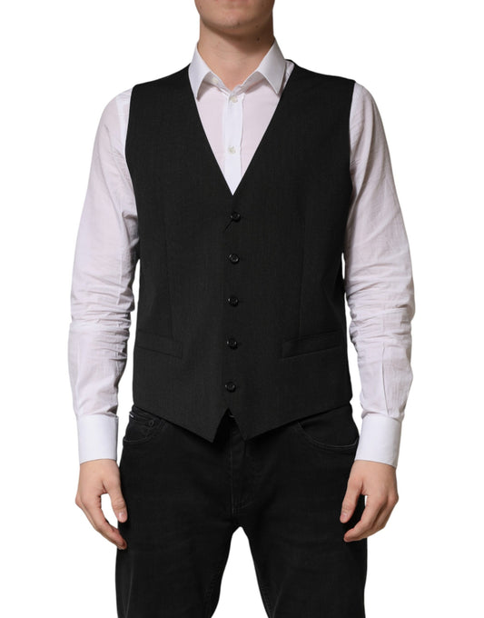 Dolce & Gabbana Men's Virgin Wool Viscose & Cupro Vest - Black