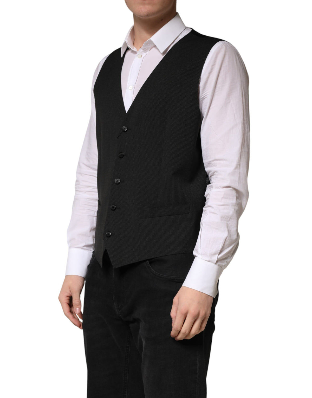 Dolce & Gabbana Men's Virgin Wool Viscose & Cupro Vest - Black