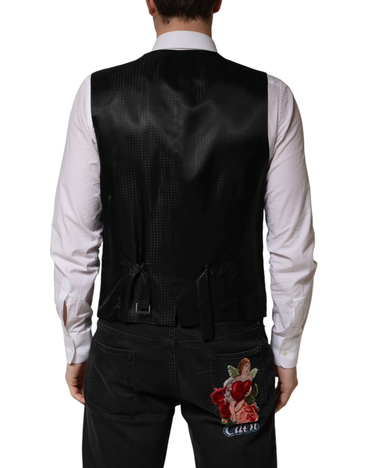 Dolce & Gabbana Men's Virgin Wool Viscose & Cupro Vest - Black