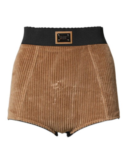 Dolce & Gabbana Women's High Rise Stretch Poly Cotton Shorts - Brown