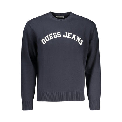 Sweatshirt by Guess Jeans for men in cotton blue features an provocated silhouette, detailed with a provocated and a refined crew neckline for a sophisticated aesthetic.