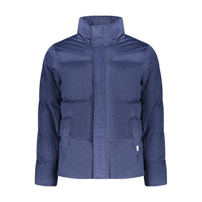 Overcoat by Rifle for men in polyester blue showcases a architectural silhouette, artfully detailed with a distinctive and functional pockets for a architectural finish.