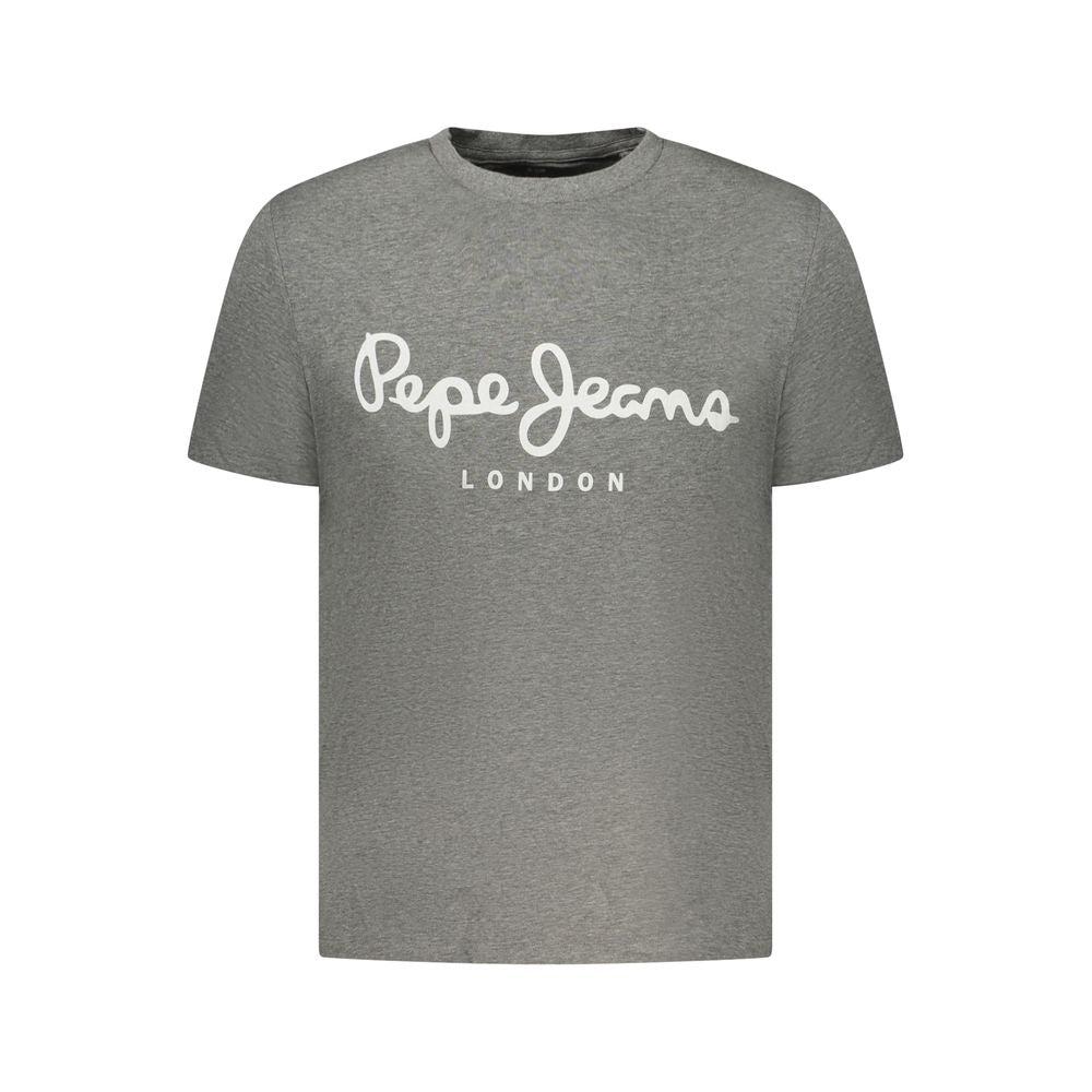Activewear T-Shirt by Pepe Jeans for men in stretch viscose cotton gray & print features a dynamic silhouette with and enhanced by functional .