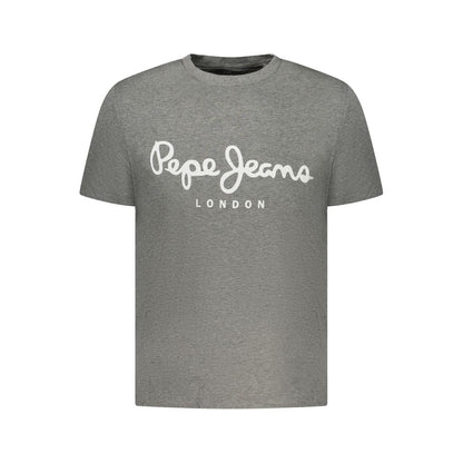 Activewear T-Shirt by Pepe Jeans for men in stretch viscose cotton gray & print features a dynamic silhouette with and enhanced by functional .