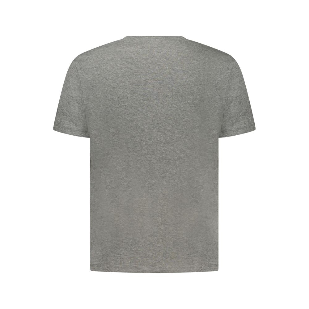Activewear T-Shirt by Pepe Jeans for men in stretch viscose cotton gray & print features an athletic silhouette with sleeves and a neckline, enhanced by high-performance .