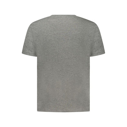 Activewear T-Shirt by Pepe Jeans for men in stretch viscose cotton gray & print features an athletic silhouette with sleeves and a neckline, enhanced by high-performance .