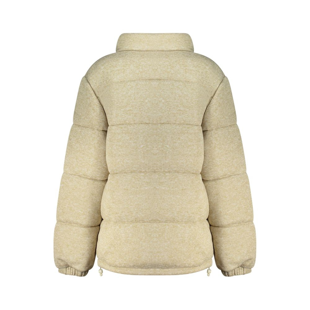 Overcoat by Guess Jeans for women in polyester beige & print presents a luxurious silhouette, showcasing a luxurious and sophisticated pockets for a premium, luxurious look.