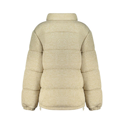 Overcoat by Guess Jeans for women in polyester beige & print presents a luxurious silhouette, showcasing a luxurious and sophisticated pockets for a premium, luxurious look.
