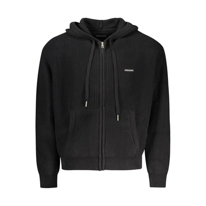 Hooded Cardigan by Guess Jeans for men in organic cotton black features an crisp silhouette, showcasing a sophisticated hooded neckline and detail for a truly crisp finish.