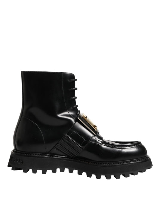 Dolce & Gabbana Men's Leather Lace-Up Ankle Boots - Black