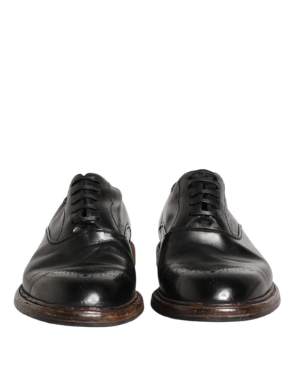 Dolce & Gabbana Men's Calfskin Leather Oxford Lace-Up Shoes - Black