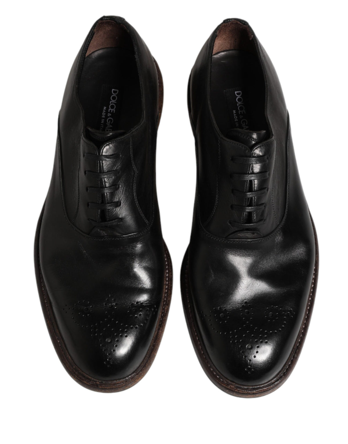 Dolce & Gabbana Men's Calfskin Leather Oxford Lace-Up Shoes - Black