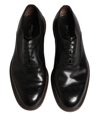 Dolce & Gabbana Men's Calfskin Leather Oxford Lace-Up Shoes - Black