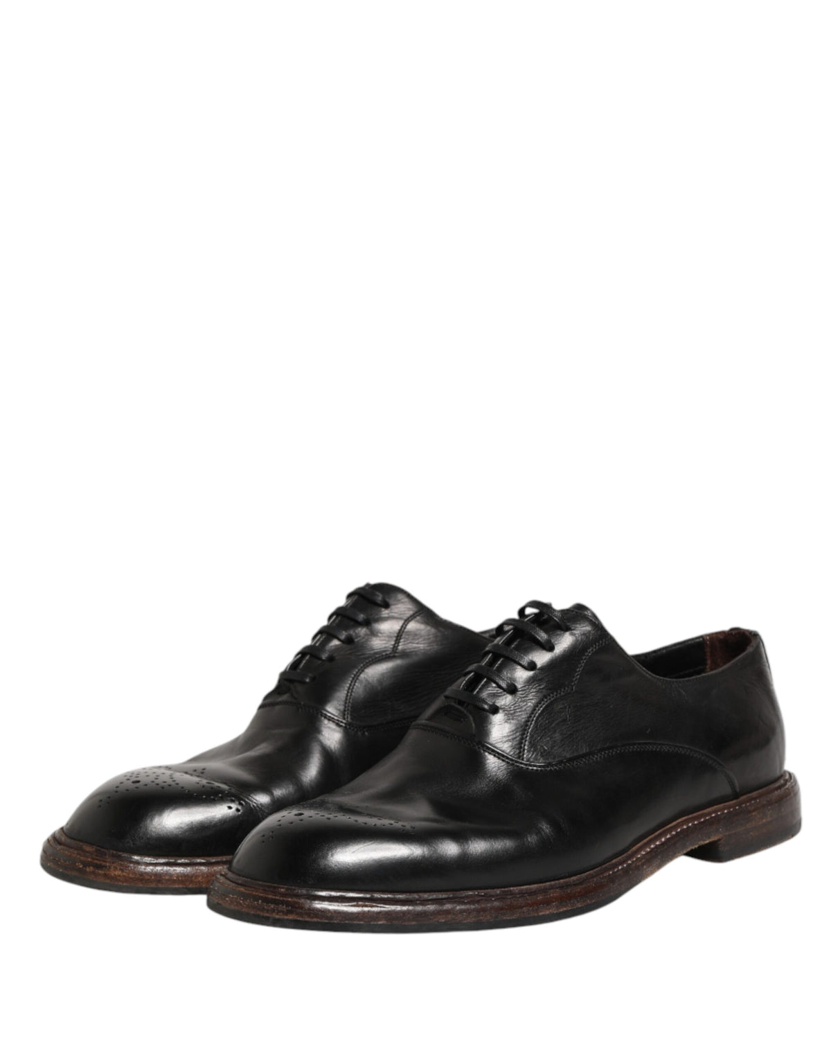 Dolce & Gabbana Men's Calfskin Leather Oxford Lace-Up Shoes - Black