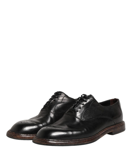 Dolce & Gabbana Men's Calfskin Leather Oxford Lace-Up Shoes - Black