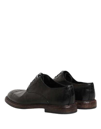 Dolce & Gabbana Men's Calfskin Leather Oxford Lace-Up Shoes - Black