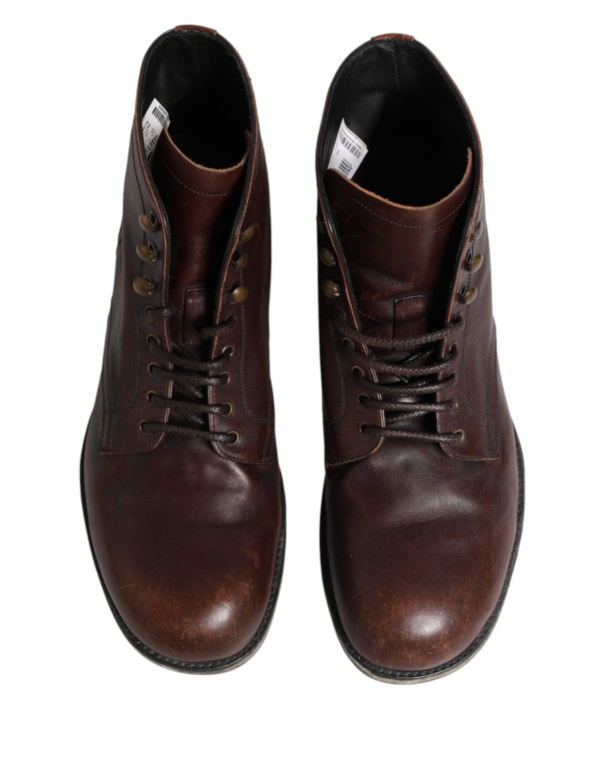 Dolce & Gabbana Men's Leather Lace-Up Ankle Short Boots - Brown