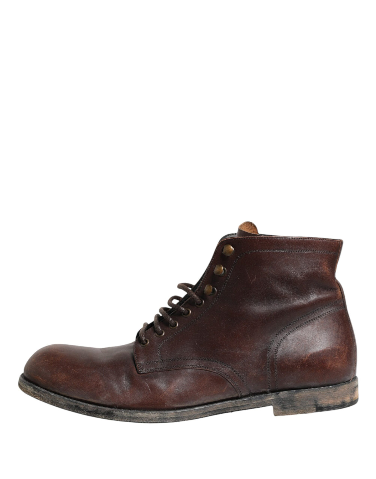 Dolce & Gabbana Men's Leather Lace-Up Ankle Short Boots - Brown