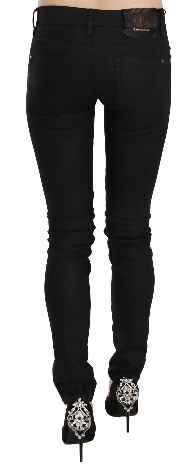 PLEIN SUD Women's Skinny Mid Rise Stretch Denim Cotton & Nylon Jeans - Black
