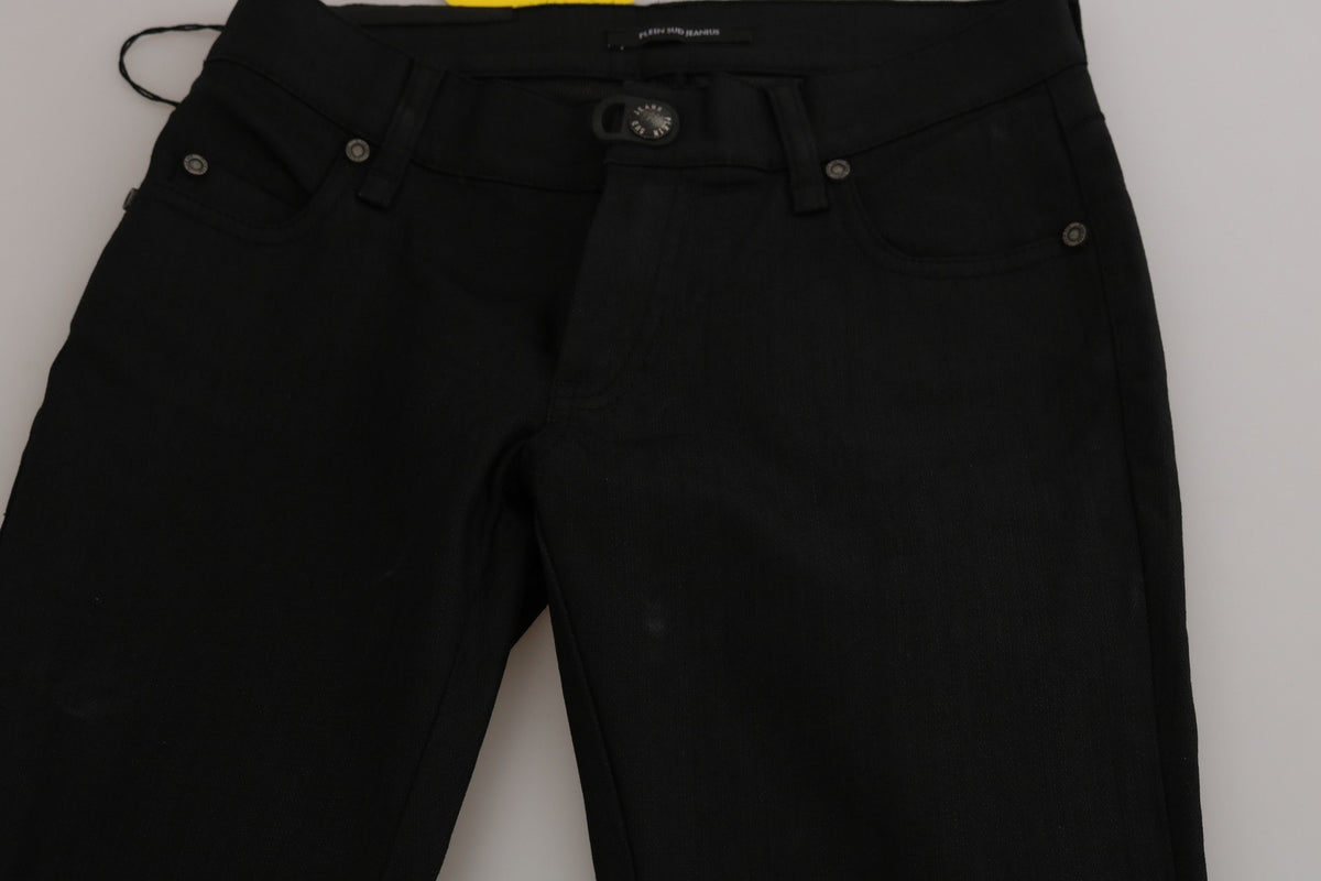 PLEIN SUD Women's Skinny Mid Rise Stretch Denim Cotton & Nylon Jeans - Black