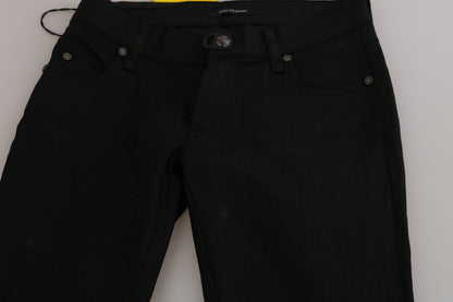 PLEIN SUD Women's Skinny Mid Rise Stretch Denim Cotton & Nylon Jeans - Black