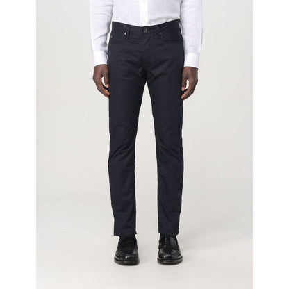 Emporio Armani Blue Cotton Casual Pants